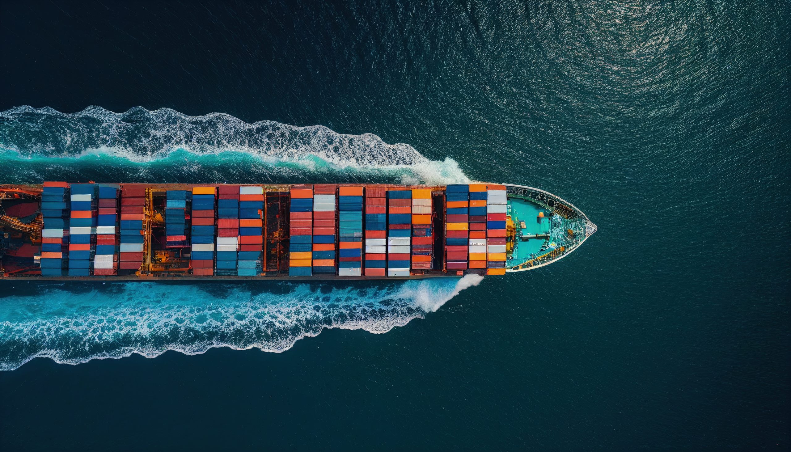 Aerial view from drone, Container ship or cargo shipping busines