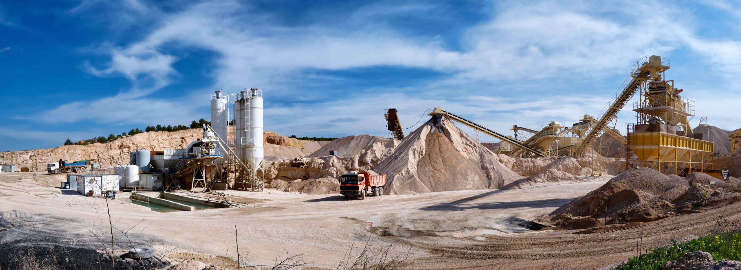 Panoramic photograph of a sand pit